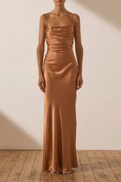 Shona Joy LA LUNE LACE BACK MAXI DRESS - COPPER 9 Shona Joy LA LUNE LACE BACK MAXI DRESS - COPPER