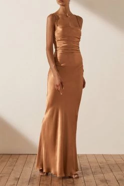 Shona Joy LA LUNE LACE BACK MAXI DRESS - COPPER 10 Shona Joy LA LUNE LACE BACK MAXI DRESS - COPPER