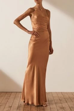 Shona Joy LA LUNE LACE BACK MAXI DRESS - COPPER 11 Shona Joy LA LUNE LACE BACK MAXI DRESS - COPPER