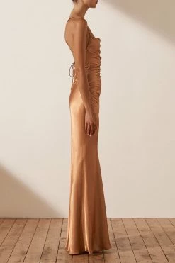 Shona Joy LA LUNE LACE BACK MAXI DRESS - COPPER 12 Shona Joy LA LUNE LACE BACK MAXI DRESS - COPPER