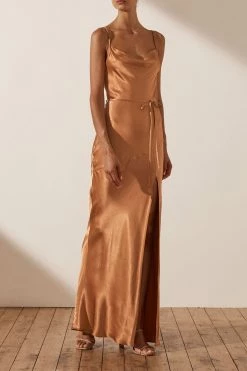 Shona Joy DRESSES LA LUNE BIAS COWL MAXI DRESS - COPPER