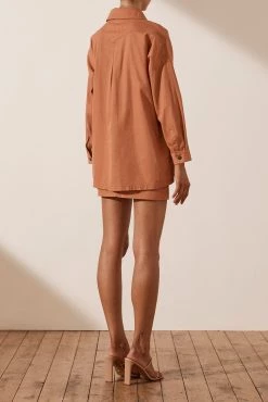 Shona Joy CHIARA OVERSIZED UTILITY SHIRT - TERRACOTTA