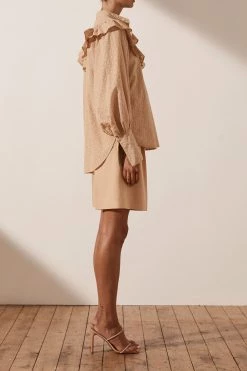 Shona Joy TOPS MAGNOLIA FRILL SHIRT - PEANUT BUTTER 11 Shona Joy TOPS MAGNOLIA FRILL SHIRT - PEANUT BUTTER