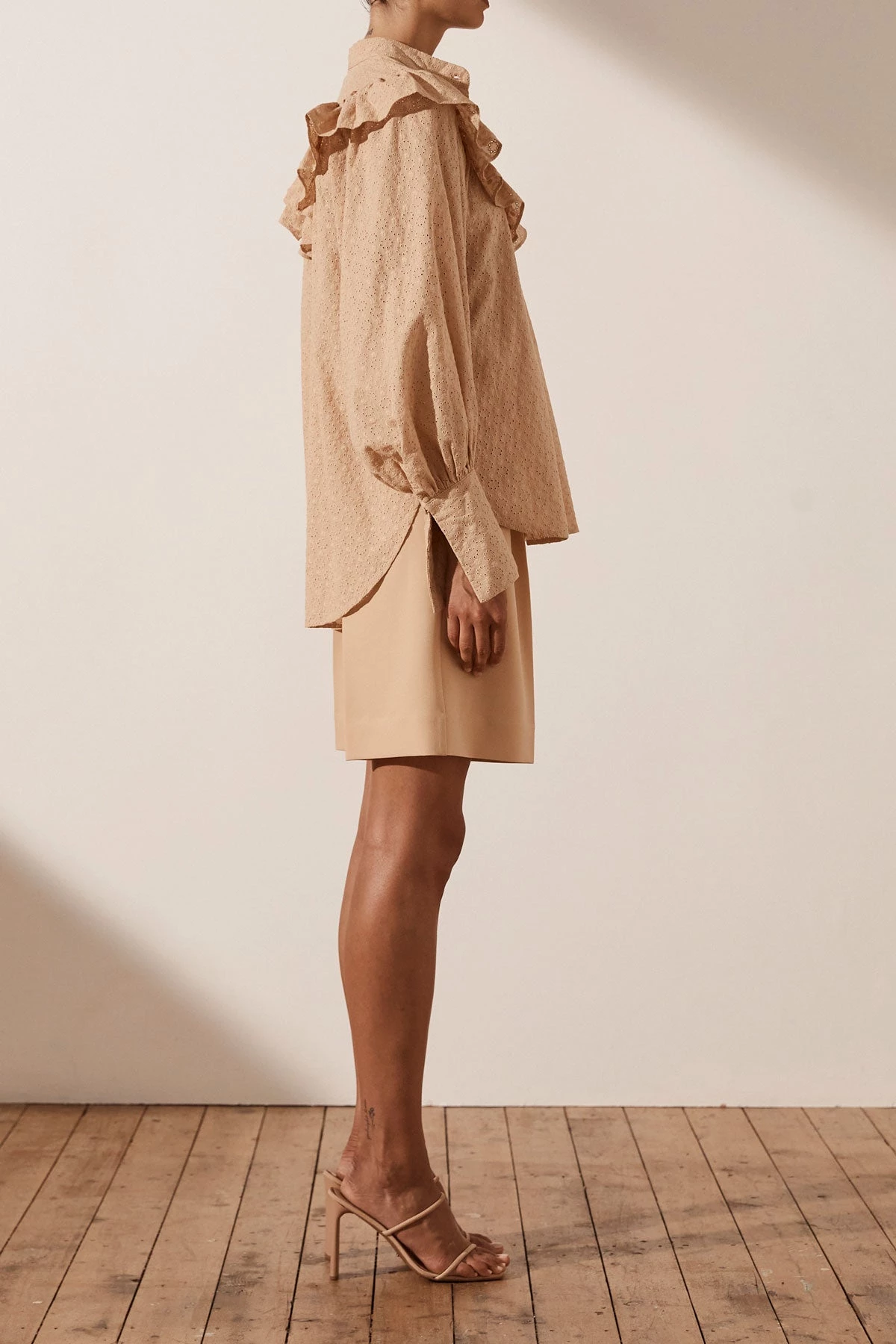 Shona Joy TOPS MAGNOLIA FRILL SHIRT - PEANUT BUTTER 5 Shona Joy TOPS MAGNOLIA FRILL SHIRT - PEANUT BUTTER