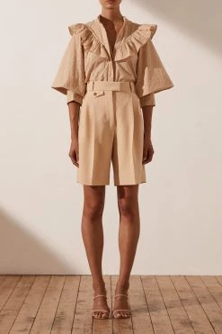 Shona Joy TOPS MAGNOLIA FRILL SHIRT - PEANUT BUTTER 13 Shona Joy TOPS MAGNOLIA FRILL SHIRT - PEANUT BUTTER