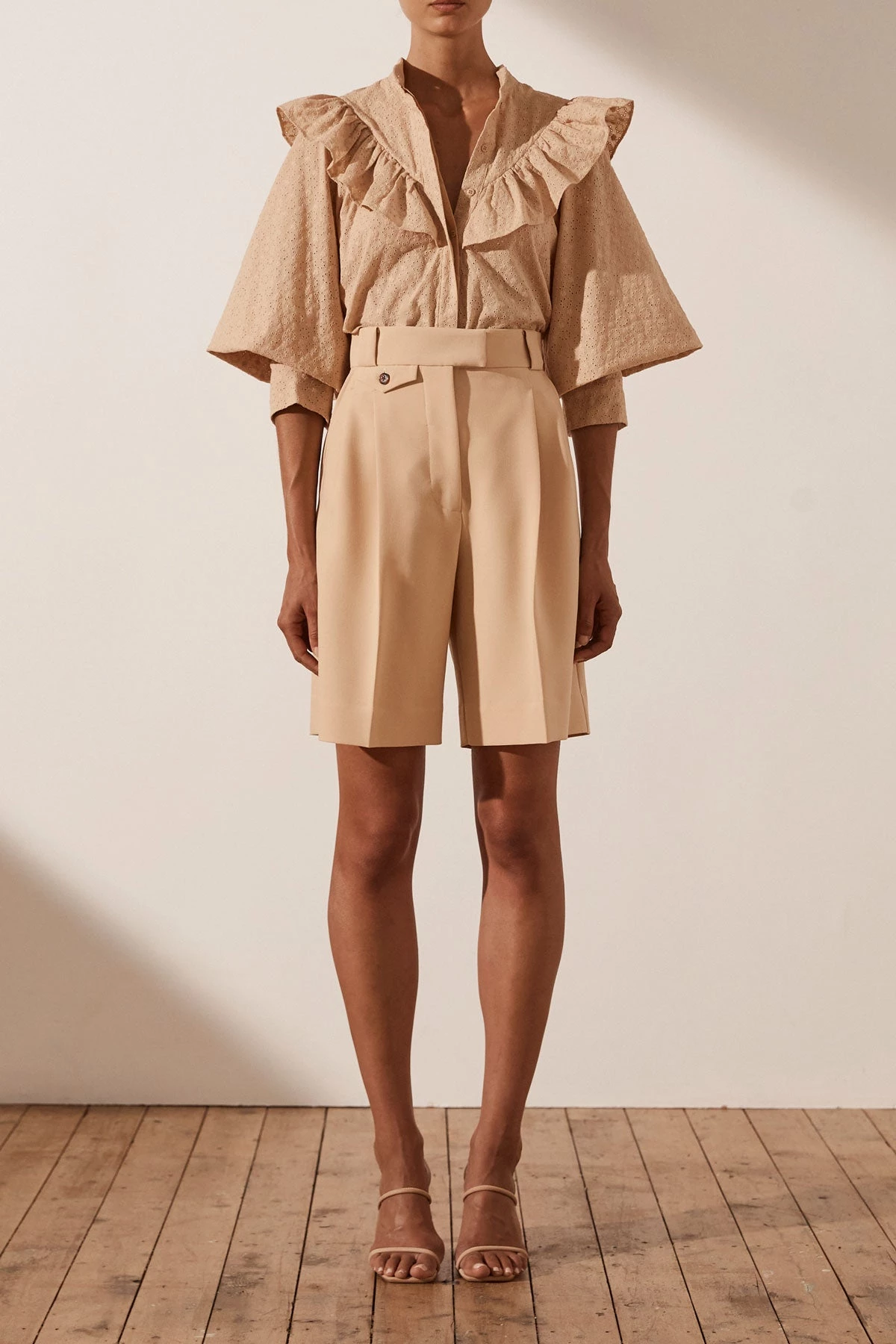 Shona Joy TOPS MAGNOLIA FRILL SHIRT - PEANUT BUTTER 7 Shona Joy TOPS MAGNOLIA FRILL SHIRT - PEANUT BUTTER