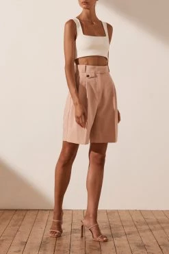 Shona Joy SHORTS & PANTS IVY HIGH WAISTED TAILORED SHORT - ROSE DUST