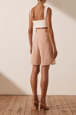 Shona Joy SHORTS & PANTS IVY HIGH WAISTED TAILORED SHORT - ROSE DUST