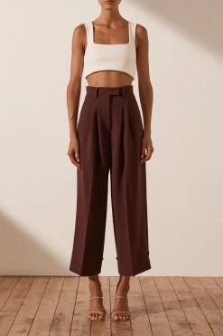 Shona Joy IVY TAILORED PANT - CHOCOLATE SHORTS & PANTS