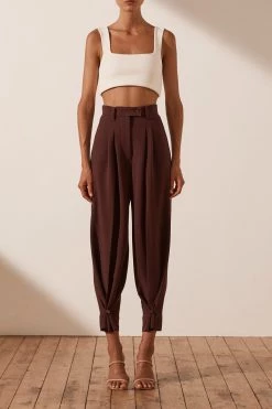 Shona Joy IVY TAILORED PANT - CHOCOLATE SHORTS & PANTS
