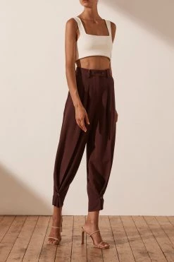 Shona Joy IVY TAILORED PANT - CHOCOLATE SHORTS & PANTS