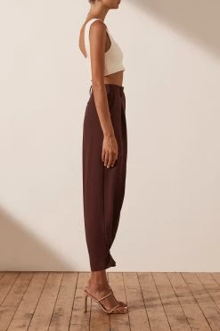 Shona Joy IVY TAILORED PANT - CHOCOLATE SHORTS & PANTS