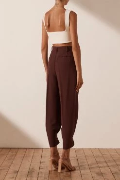 Shona Joy IVY TAILORED PANT - CHOCOLATE SHORTS & PANTS