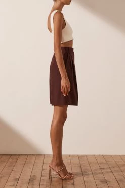 Shona Joy IVY HIGH WAISTED TAILORED SHORT - CHOCOLATE