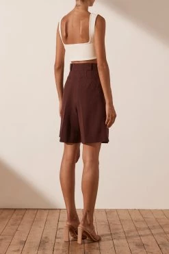 Shona Joy IVY HIGH WAISTED TAILORED SHORT - CHOCOLATE
