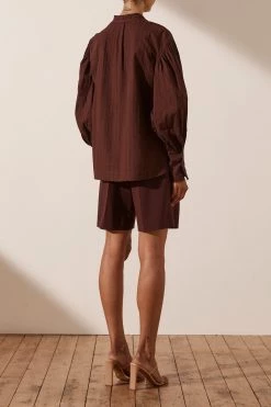 Shona Joy ELLA BALLOON SLEEVE SHIRT - CHOCOLATE 12 Shona Joy ELLA BALLOON SLEEVE SHIRT - CHOCOLATE