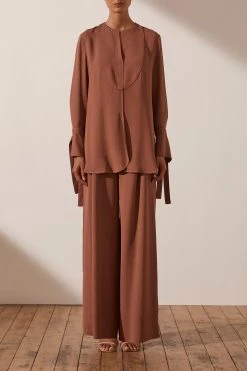 Shona Joy LEA TUXEDO SHIRT - ROSEWOOD