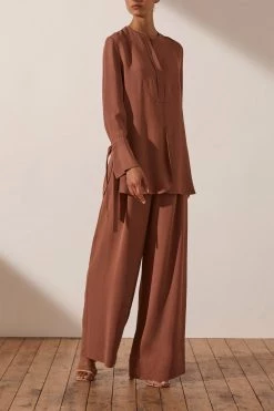 Shona Joy LEA TUXEDO SHIRT - ROSEWOOD