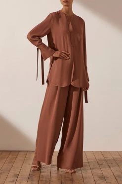 Shona Joy LEA TUXEDO SHIRT - ROSEWOOD