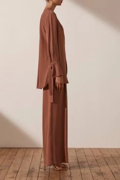 Shona Joy LEA TUXEDO SHIRT - ROSEWOOD