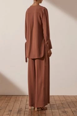 Shona Joy LEA TUXEDO SHIRT - ROSEWOOD