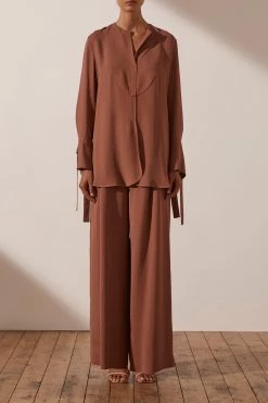 Shona Joy LEA TUXEDO SHIRT - ROSEWOOD