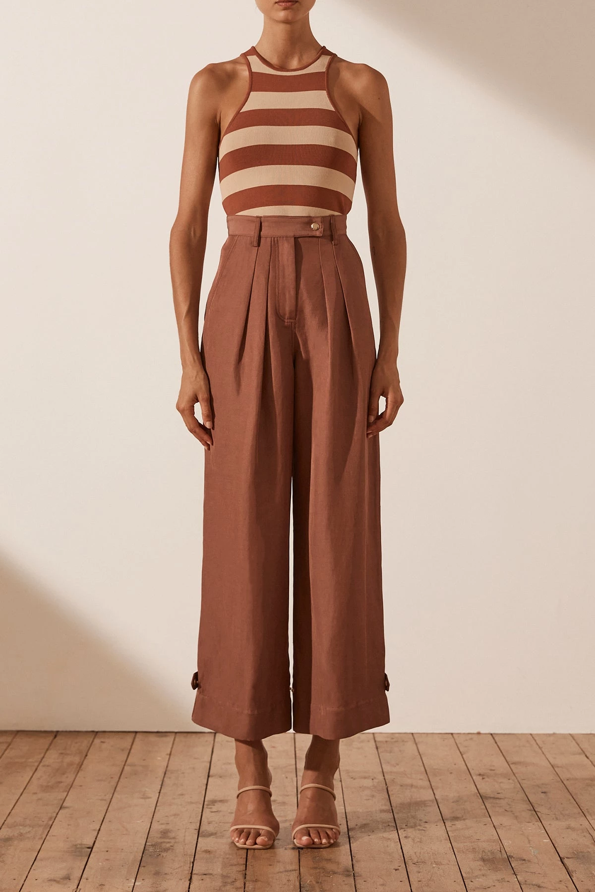 Shona Joy TOPS PARIS RACER BACK TOP - CLAY/TAN 2 Shona Joy TOPS PARIS RACER BACK TOP - CLAY/TAN