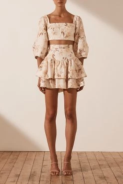 Shona Joy SKIRTS ROXANNE LINEN FRILL MINI SKIRT