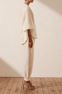 Shona Joy BRIGITTE LINEN BALLOON SLEEVE SHIRT - TOFU 10 Shona Joy BRIGITTE LINEN BALLOON SLEEVE SHIRT - TOFU