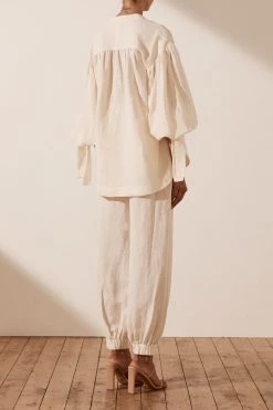 Shona Joy BRIGITTE LINEN BALLOON SLEEVE SHIRT - TOFU 11 Shona Joy BRIGITTE LINEN BALLOON SLEEVE SHIRT - TOFU