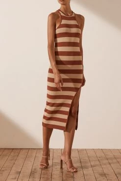 Shona Joy DRESSES PARIS RACER BACK MIDI DRESS - CLAY/TAN