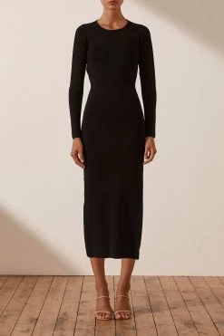 Shona Joy LYON LONG SLEEVE BACKLESS MIDI DRESS - BLACK 8 Shona Joy LYON LONG SLEEVE BACKLESS MIDI DRESS - BLACK