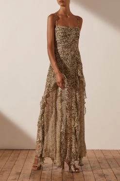 Shona Joy CLAUDETTE RUCHED FRILL MAXI DRESS DRESSES 9 Shona Joy CLAUDETTE RUCHED FRILL MAXI DRESS DRESSES