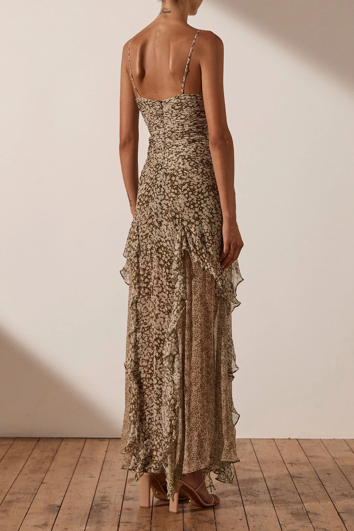 Shona Joy CLAUDETTE RUCHED FRILL MAXI DRESS DRESSES 6 Shona Joy CLAUDETTE RUCHED FRILL MAXI DRESS DRESSES