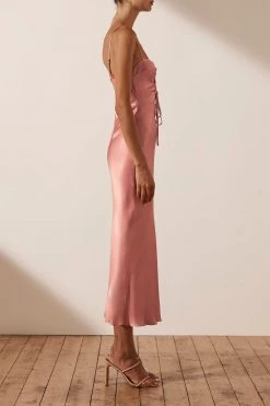 Shona Joy DRESSES ELOISE LACE UP MIDI DRESS - ANTIQUE ROSE