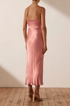 Shona Joy DRESSES ELOISE LACE UP MIDI DRESS - ANTIQUE ROSE