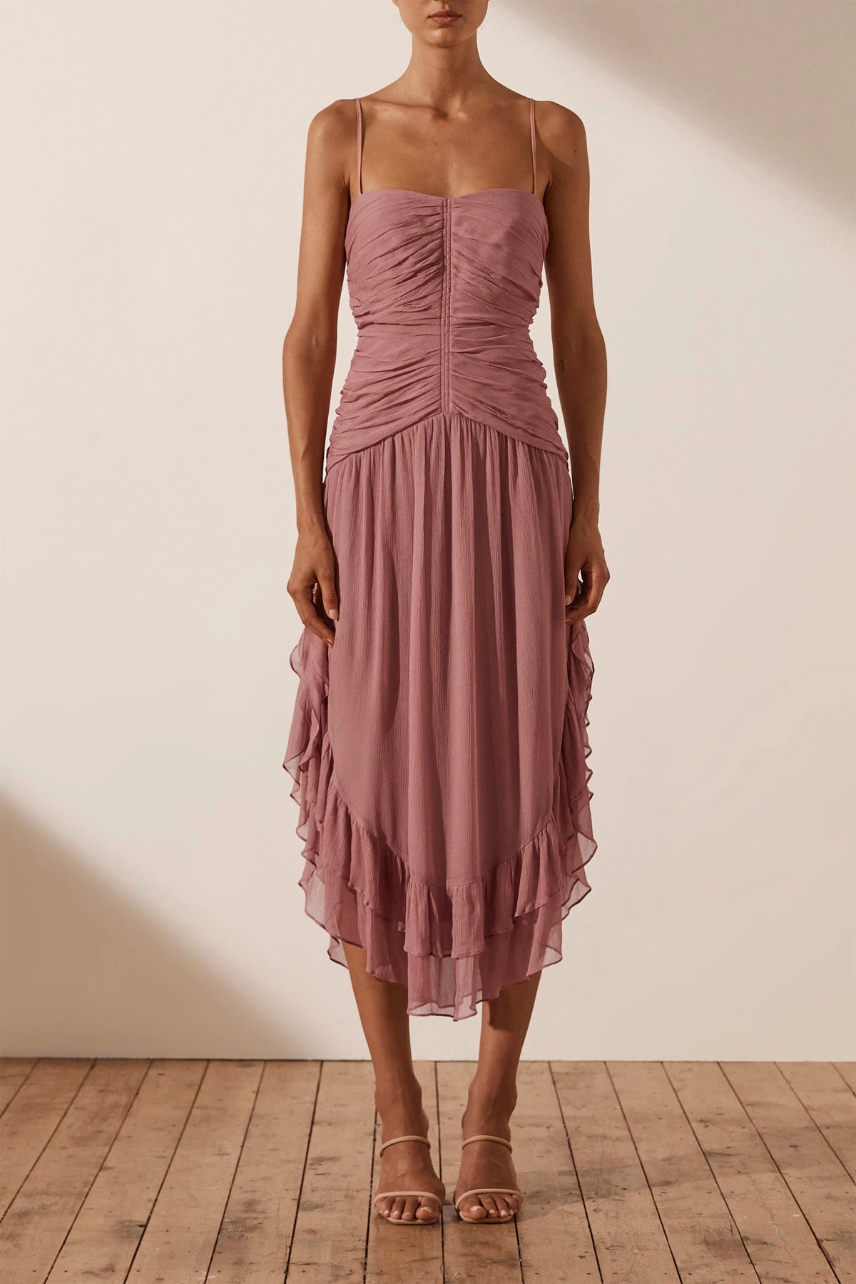 Shona Joy OLYMPIA RUCHED MIDI DRESS - ANTIQUE ROSE DRESSES 2 Shona Joy OLYMPIA RUCHED MIDI DRESS - ANTIQUE ROSE DRESSES