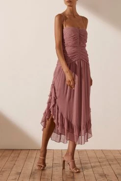 Shona Joy OLYMPIA RUCHED MIDI DRESS - ANTIQUE ROSE DRESSES 8 Shona Joy OLYMPIA RUCHED MIDI DRESS - ANTIQUE ROSE DRESSES