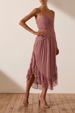 Shona Joy OLYMPIA RUCHED MIDI DRESS - ANTIQUE ROSE DRESSES 9 Shona Joy OLYMPIA RUCHED MIDI DRESS - ANTIQUE ROSE DRESSES