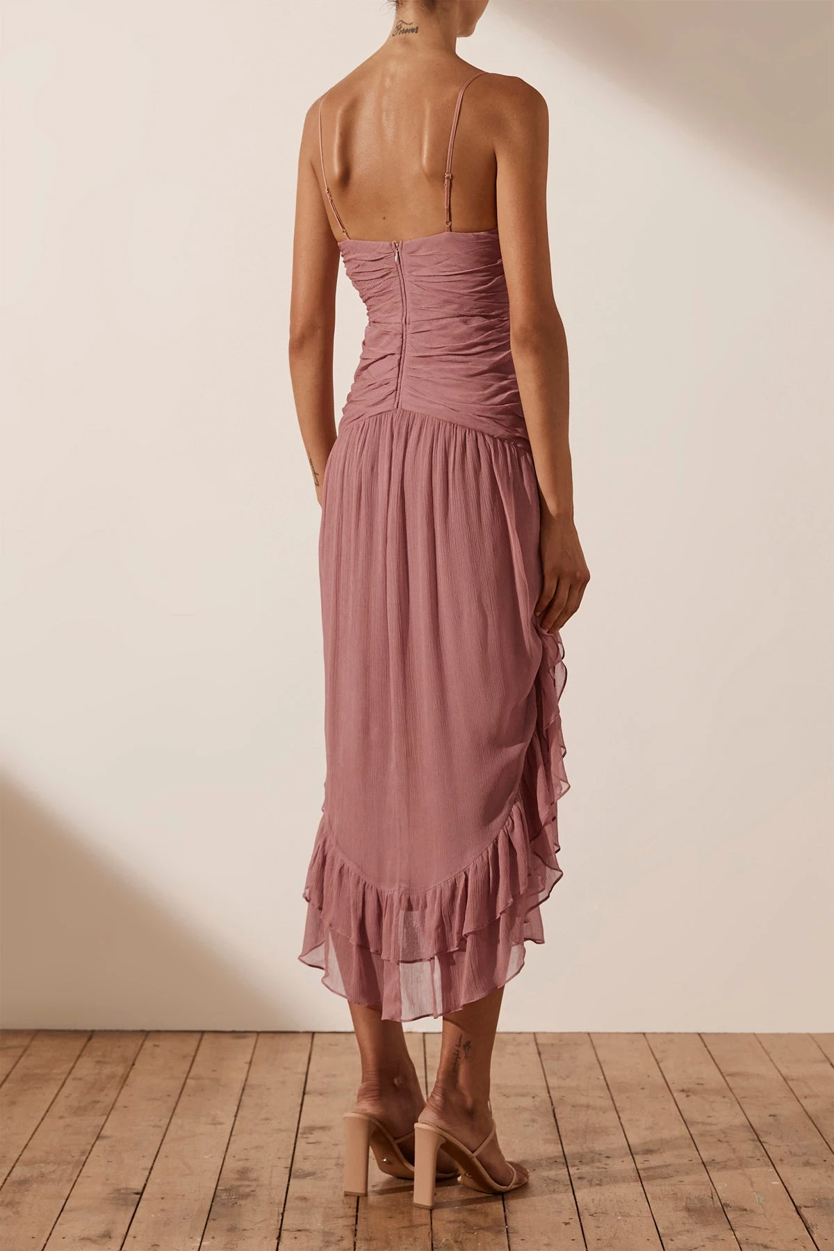 Shona Joy OLYMPIA RUCHED MIDI DRESS - ANTIQUE ROSE DRESSES 6 Shona Joy OLYMPIA RUCHED MIDI DRESS - ANTIQUE ROSE DRESSES
