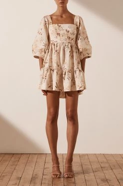 Shona Joy ROXANNE LINEN OPEN BACK MINI DRESS