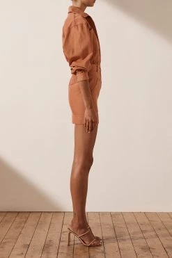 Shona Joy DRESSES CHIARA UTILITY MINI DRESS - TERRACOTTA