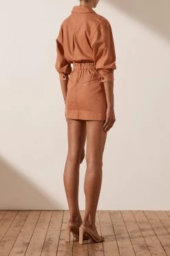 Shona Joy DRESSES CHIARA UTILITY MINI DRESS - TERRACOTTA