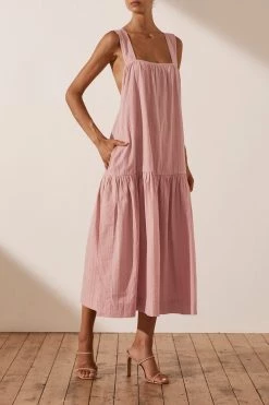 Shona Joy ELLA LOW BACK MIDI DRESS - ROSE DUST