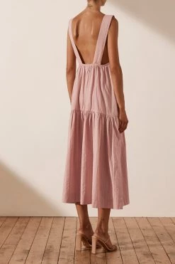 Shona Joy ELLA LOW BACK MIDI DRESS - ROSE DUST
