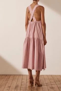 Shona Joy ELLA LOW BACK MIDI DRESS - ROSE DUST