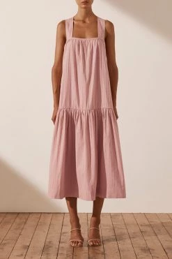 Shona Joy ELLA LOW BACK MIDI DRESS - ROSE DUST