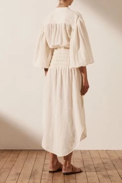 Shona Joy BRIGITTE LINEN BALLOON SLEEVE MIDI DRESS - TOFU DRESSES 12 Shona Joy BRIGITTE LINEN BALLOON SLEEVE MIDI DRESS - TOFU DRESSES