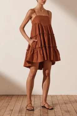Shona Joy DRESSES KAIA TIERED MINI DRESS - PAPRIKA