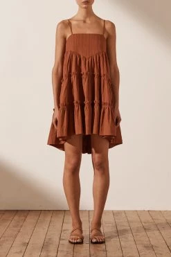 Shona Joy DRESSES KAIA TIERED MINI DRESS - PAPRIKA